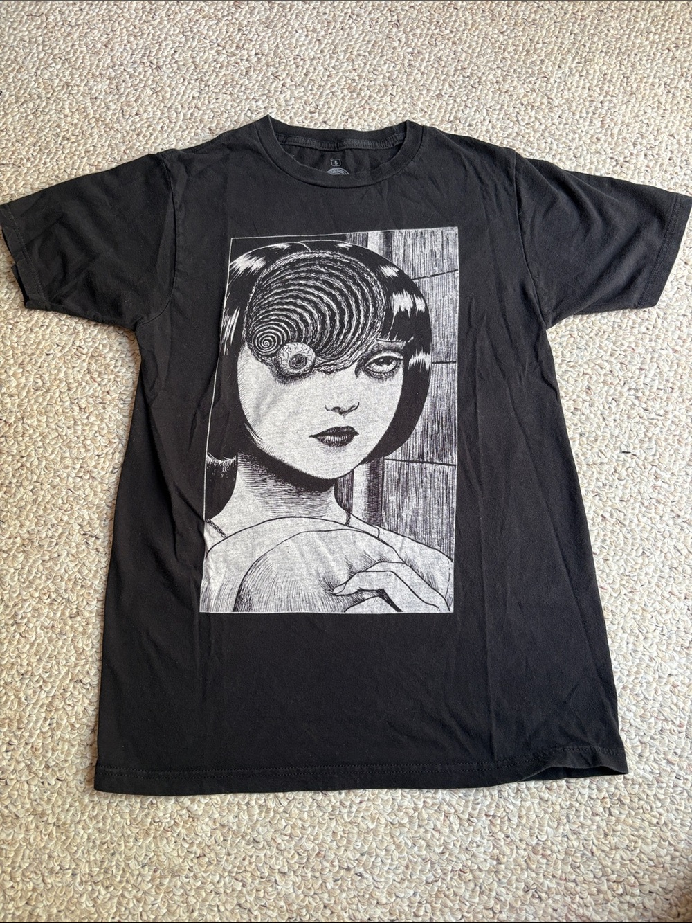 Junji Ito Uzumaki Ripple Junction Black Cotton T-Shirt Small
